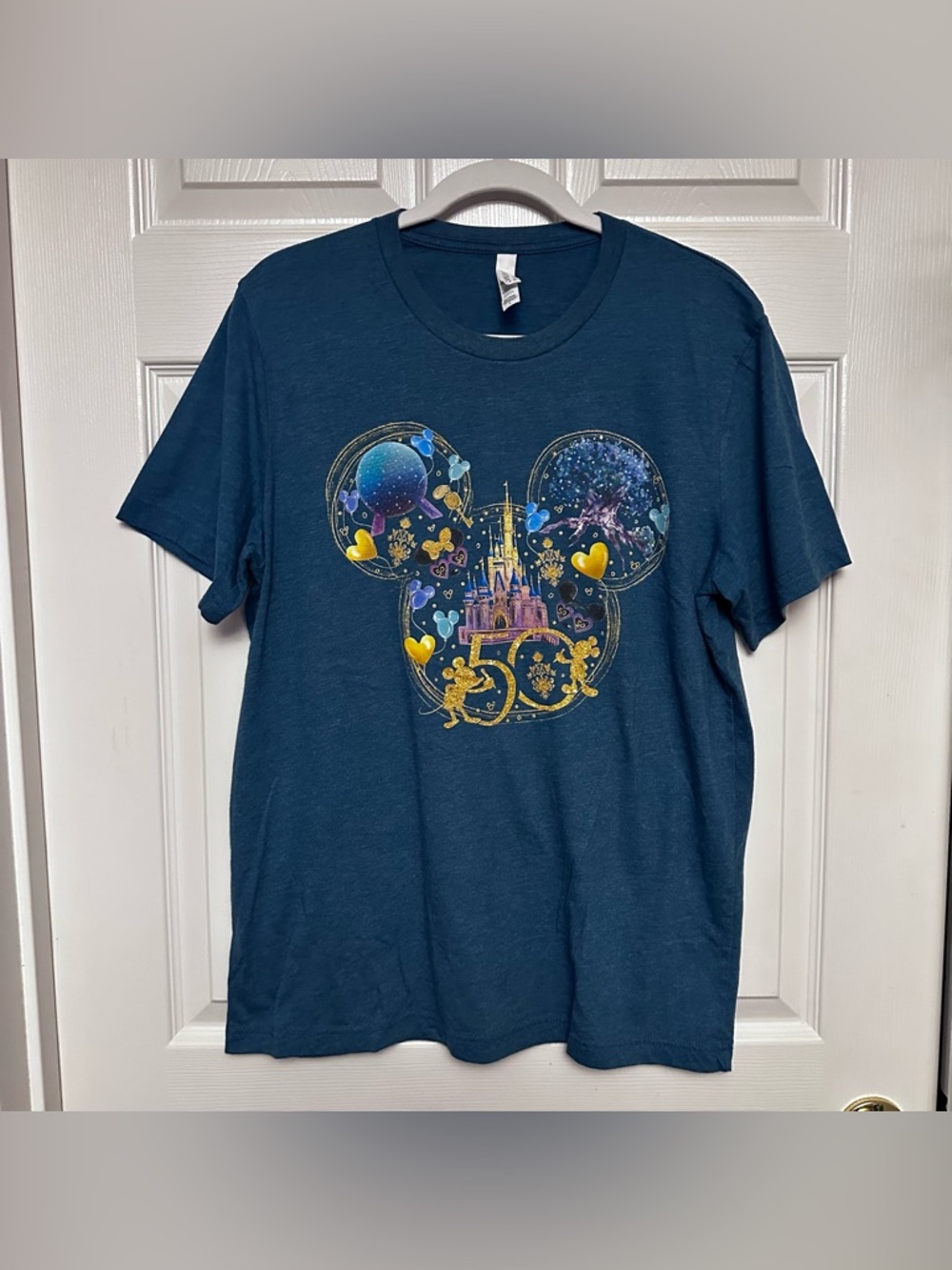 Walt Disney World 50th Anniversary Teal T-shirt Size L Mickey Mouse